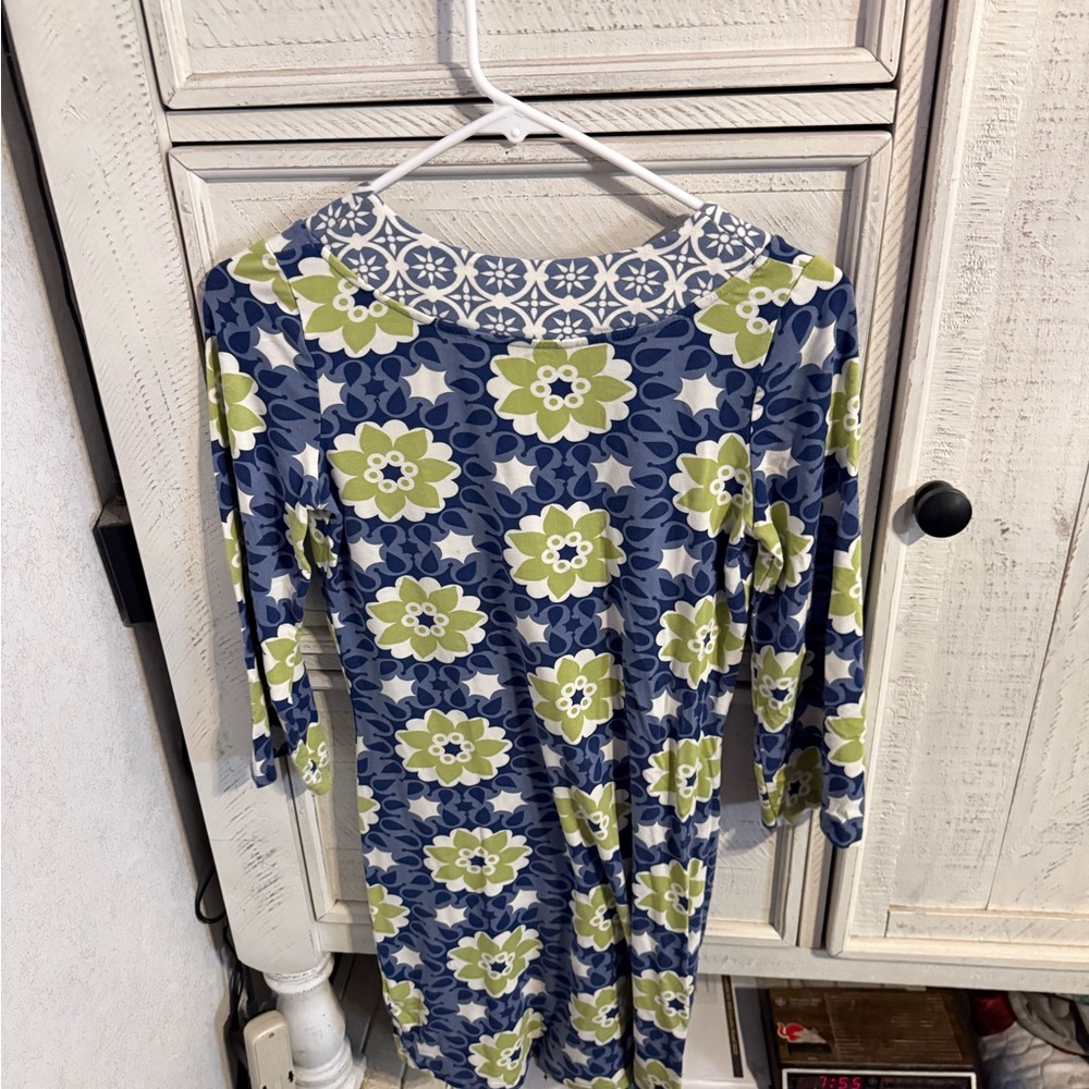 Boden Blue and Green Floral Long Sleeve Dress - Picture 3 of 4